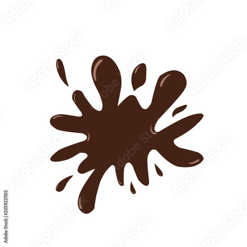 vector illustration of a splash of chocolate, Dark chocolate splatter or blot isolated on white background
