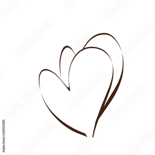 Abstract line drawing of a heart shape, minimalist love symbol