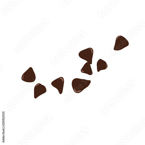 chocolate chips isolated on white background.