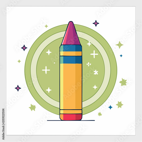 Colorful Crayon Illustration with Sparkles