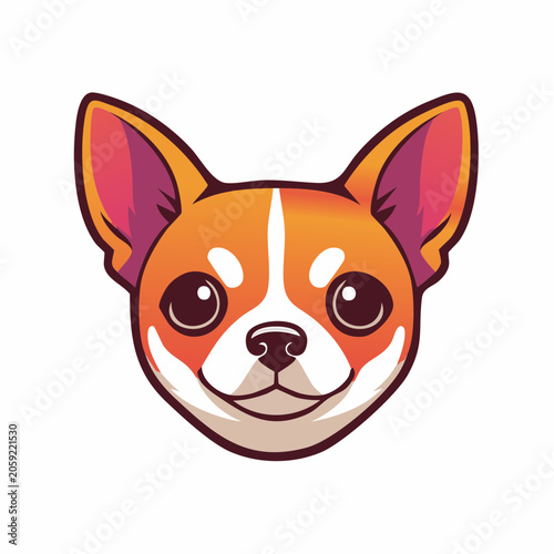 Cute Chihuahua Dog Head Illustration