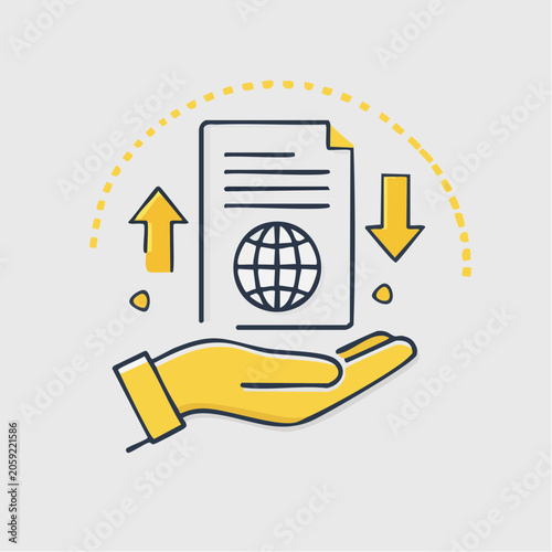 Global Document Management and Data Transfer Icon