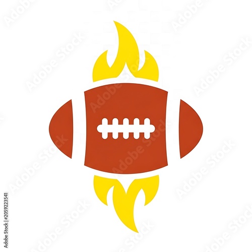Football with Flames and Fire Elements Illustration.