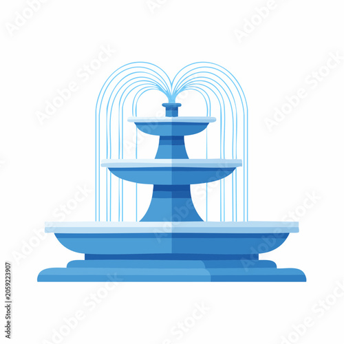 Blue Tiered Fountain with Flowing Water