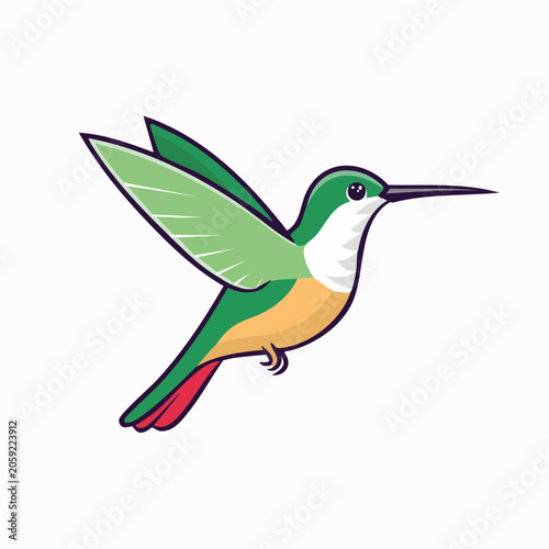 Cartoon Hummingbird in Flight