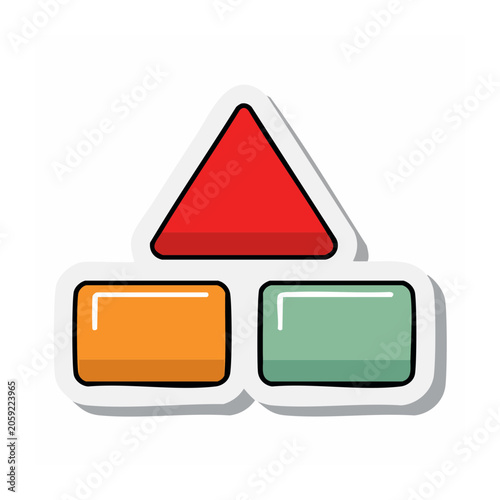 Flat design warning sign icon with exclamation marks