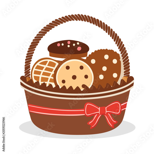 Flat design vector of a gift box with mushroom topper