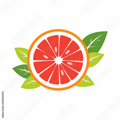 Grapefruit Slice with Leaves Icon
