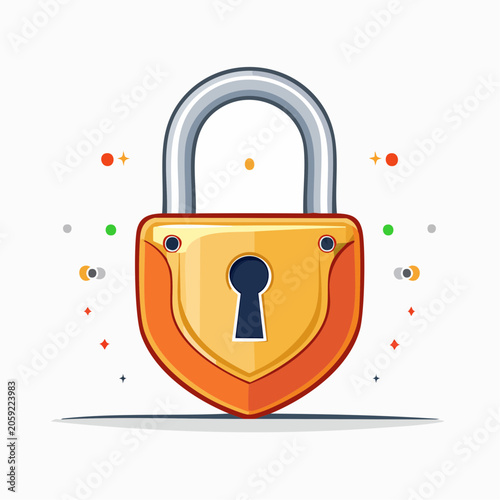 Illustration of a golden padlock with a silver shackle
