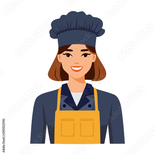 Smiling female chef in uniform illustration