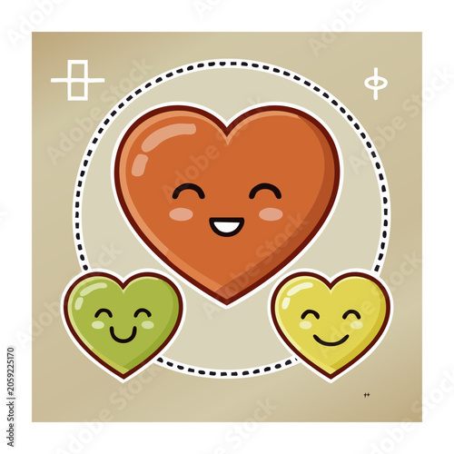 Smiling Heart with Smaller Hearts Illustration