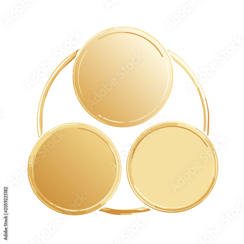 Three Gold Medals with Transparent Background