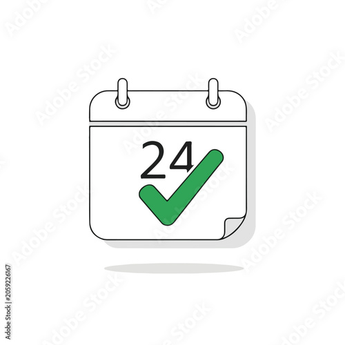 Calendar Icon with 24 and Green Checkmark