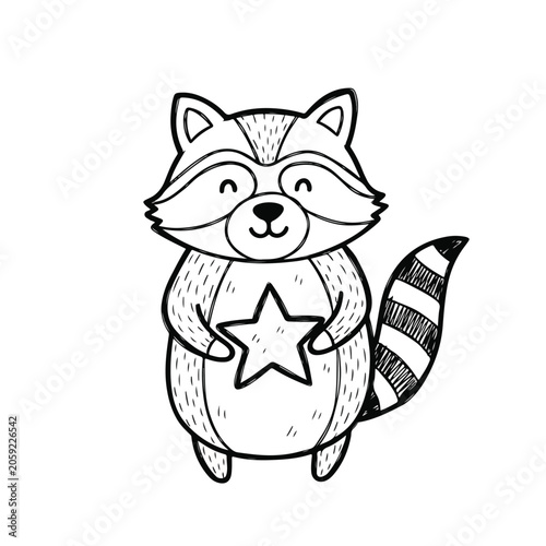 Cute Raccoon Holding Star
