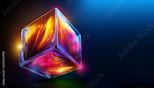 Abstract D Glass Cube Composition With Vibrant Colors