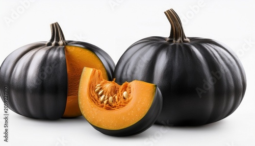 Black Futsu Japanese Pumpkin Isolated On White