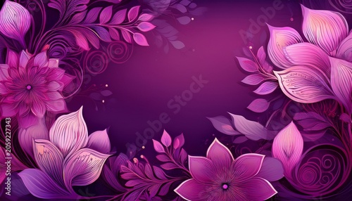 Purple Background With Flower Design Elements Abstract Floral Border In Pink And Purple