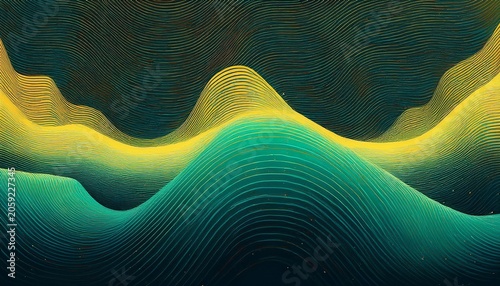 Abstract Glitch Texture With Teal Noise And Yellow Waveform Distortion