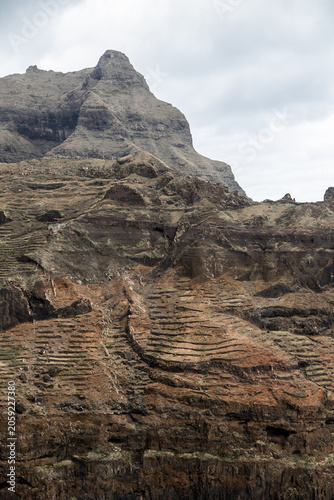 Slika na platnu Hiking trail descending into green canyon Santo Antao Cabo Verde
