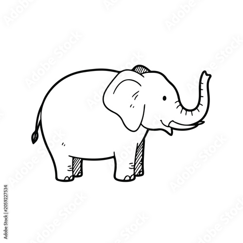 Elephant Silhouette Sketch for Wildlife Education