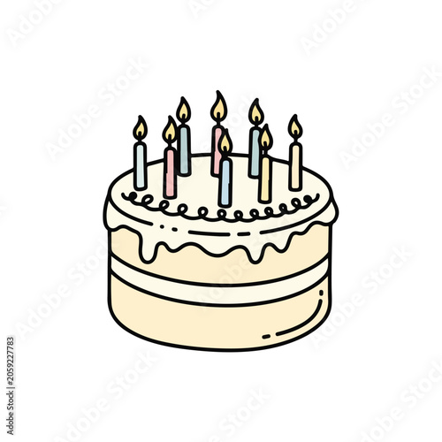 Birthday Cake with Candles Illustration