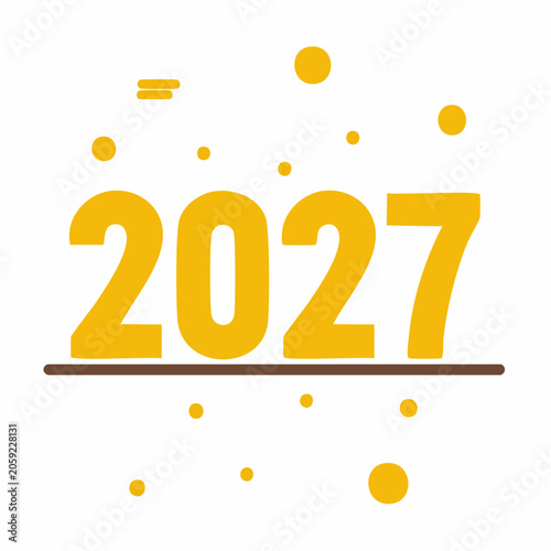 Year 2027 graphic with yellow numbers and dots