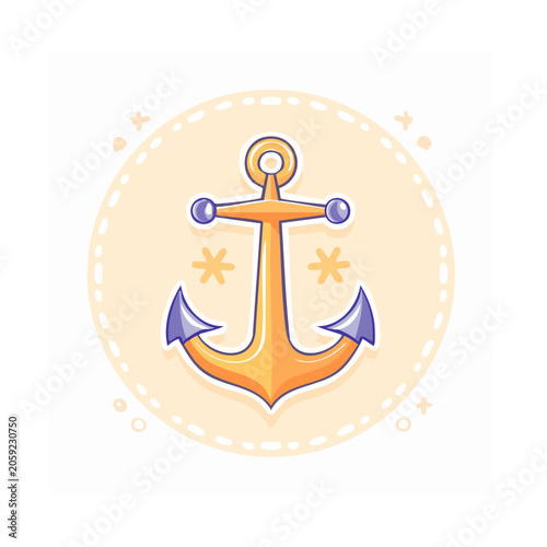 Flat Design Nautical Anchor Illustration