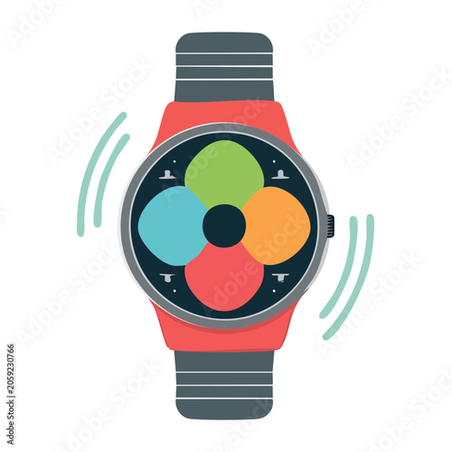 Flat Design Smartwatch with Colorful Digital Display