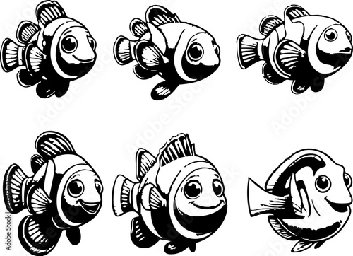Photos Marine Harbinger of the Ocean Detailed Ornamental Fish Icon featuring Nemo and Dorry Tropical Fish Set for Fins Microstock Library and Professional Aquarium Logo Simbol