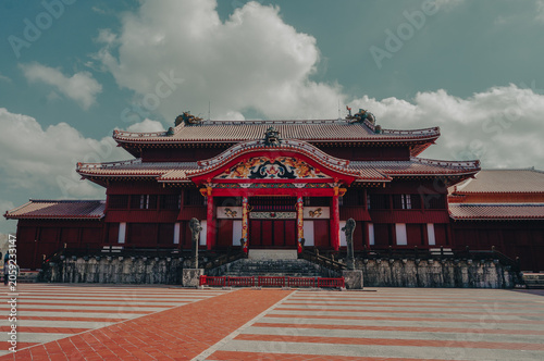 Photos Shuri Castle main hall with a dramatic sky in Okinawa Japan