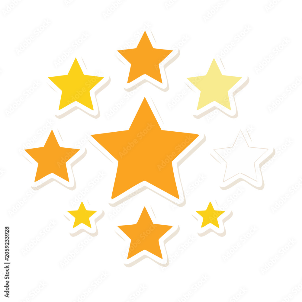 Obraz premium Flat design star icons on transparent background