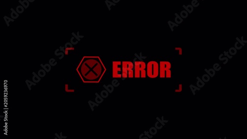 A red glowing error alert on a dark background, designed for system failure messages, danger notices, and dramatic animated warning screens.