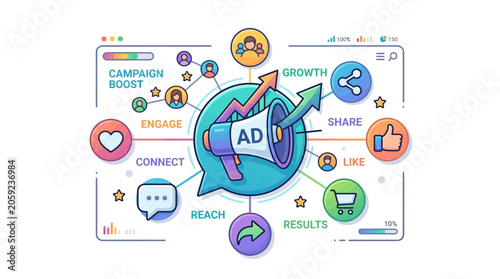 Quadro su tela Digital Marketing Campaign Infographic Vector