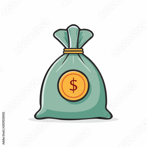 Money Bag Icon with Dollar Coin