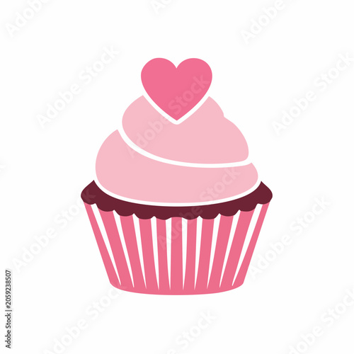 Pink Cupcake with Heart Topping