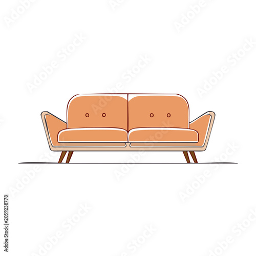 Orange Sofa Flat Design Illustration