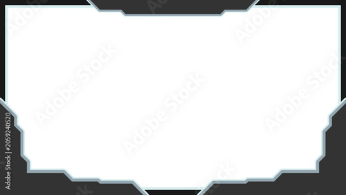 Futuristic gaming overlay border for live streaming or webcam interface with HUD style