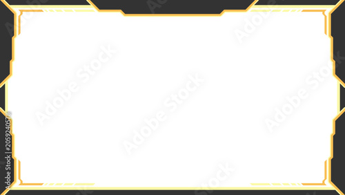 Futuristic Gaming Stream Overlay Frame with Yellow Sci-Fi Tech Border Design