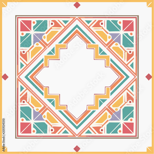 Colorful Geometric Pattern with Central Diamond Shape