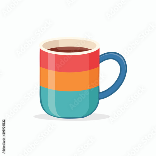 Colorful Striped Mug Filled with Coffee
