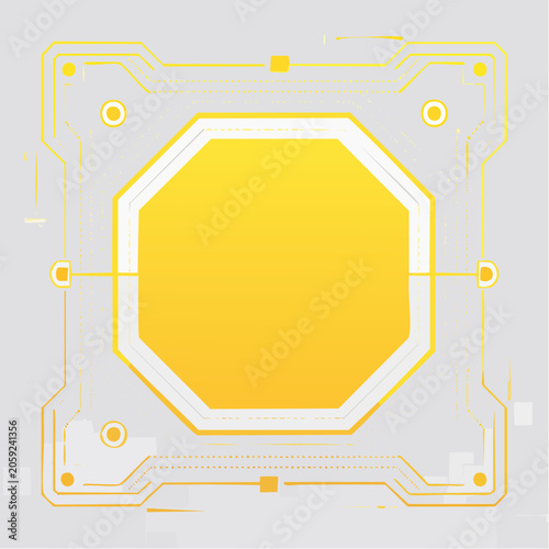 Futuristic Octagonal Interface Element with Circuitry