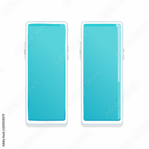 Two modern smartphones with blue screens