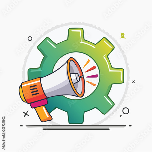 Megaphone and Gear Icon