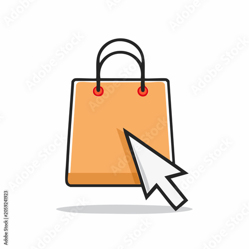 Online Shopping Bag with Cursor Icon
