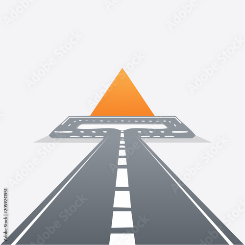 Road leading to an orange pyramid