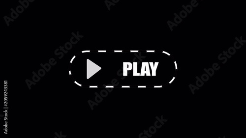 A dashed rounded play button on a dark background, designed for media intros, video start and bold animated control graphics.