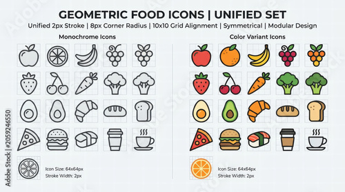 Geometric Food Icons Set