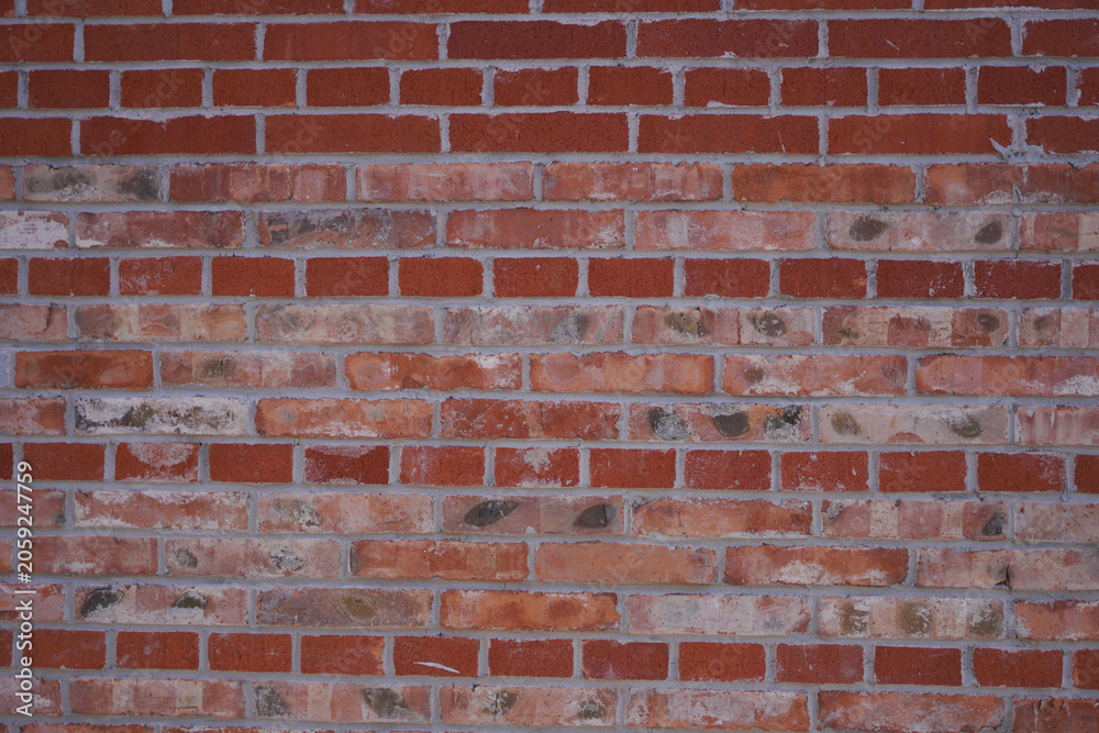 Fototapeta premium Red brick wall texture with visible mortar lines