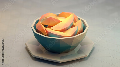 Hexagonal Bowl with Colorful Abstract Dessert