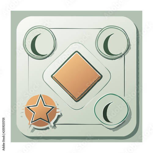 Flat design illustration of a stove top with burners and knobs